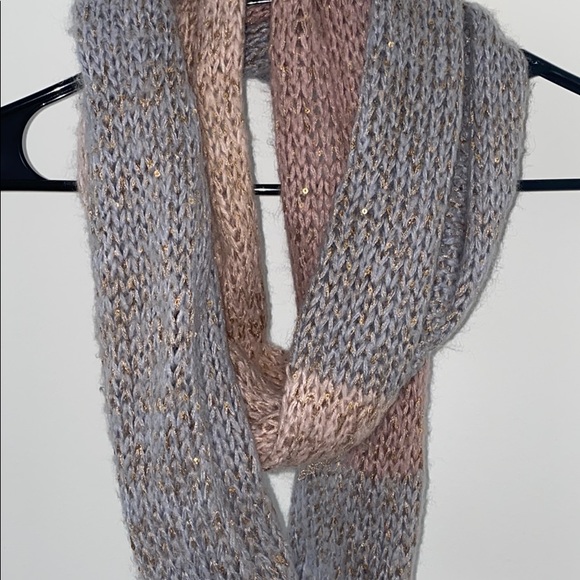 Anthropologie Madison 88 sequined Infinity Scarf Blue/ Pink - Picture 3 of 11
